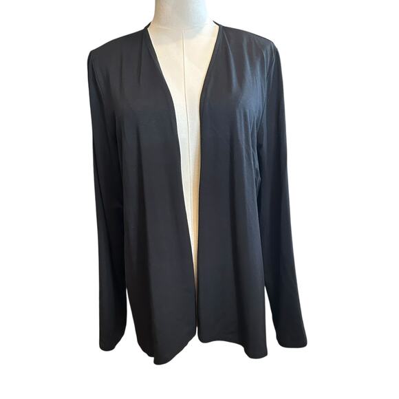 J. Jill Wearever Cardigan Jersey Duster Sweater Top Black Open SZ M Soft Slinky - Picture 2 of 7